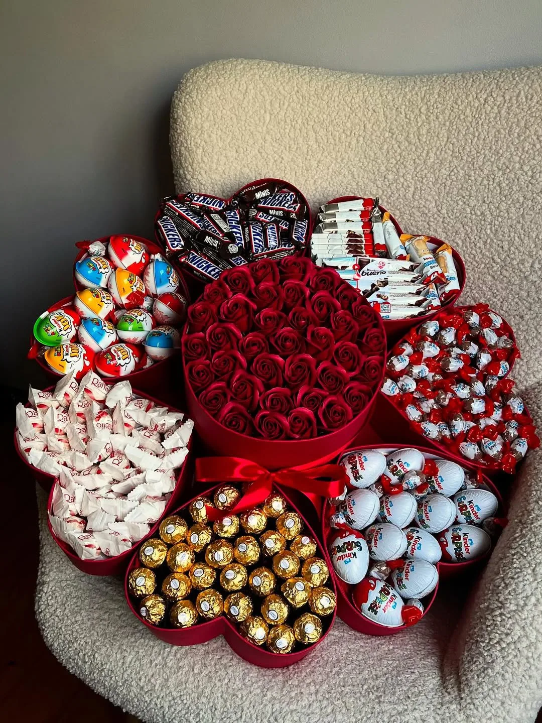 Flower-Shaped Rose and Chocolate Box