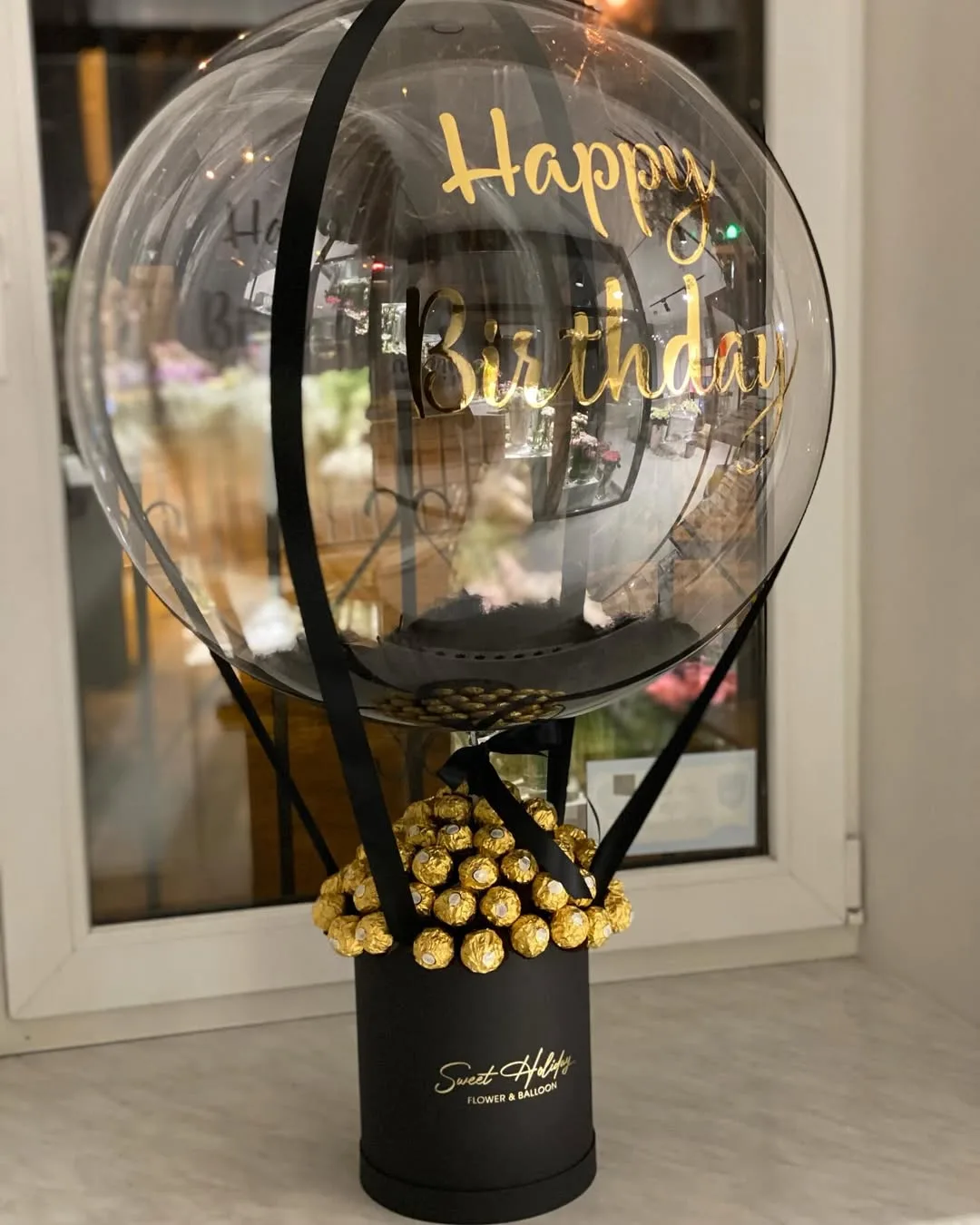 Black Bobo Balloon and Chocolate Box