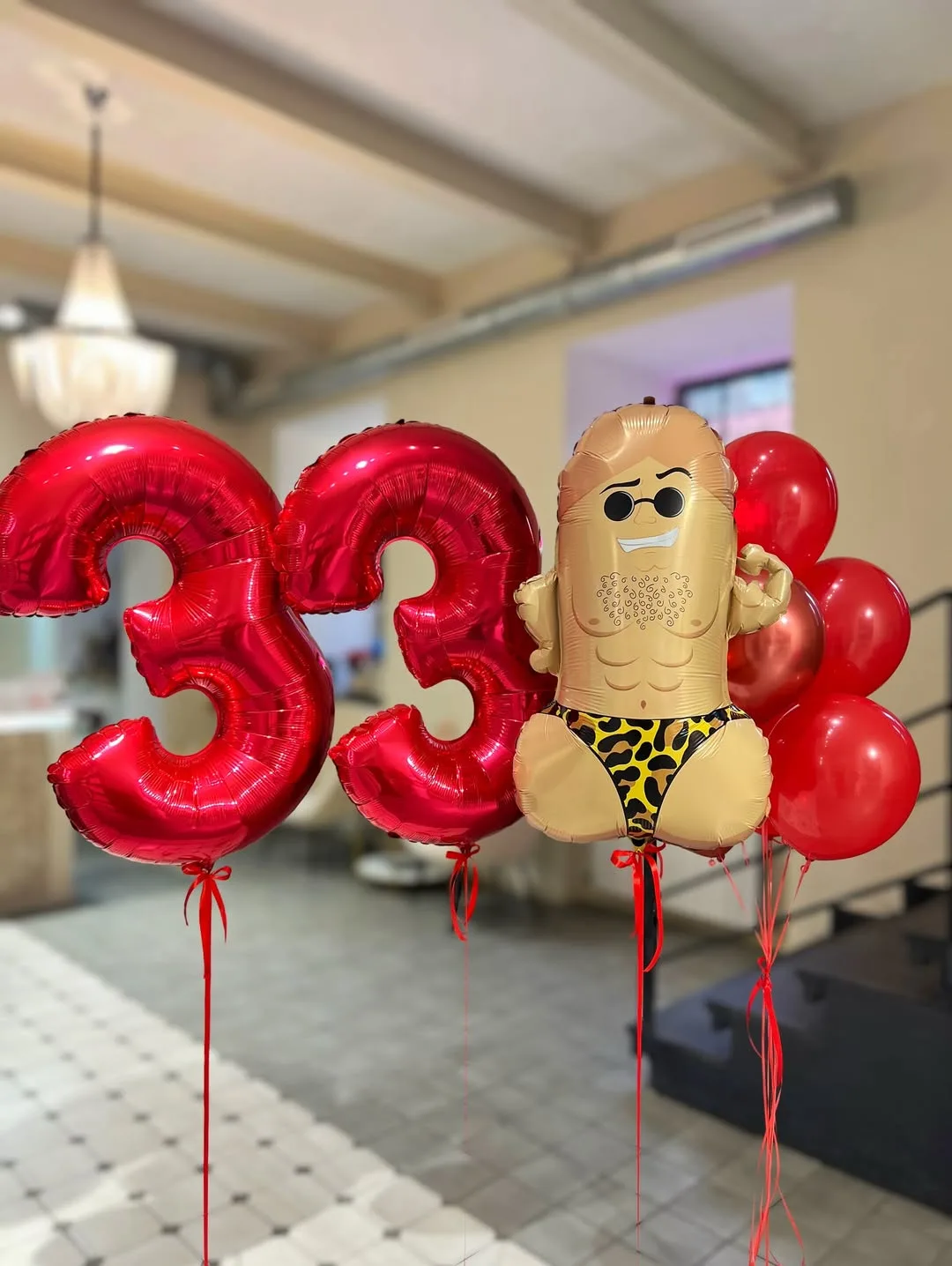 Red Number Balloon and Funny Figure