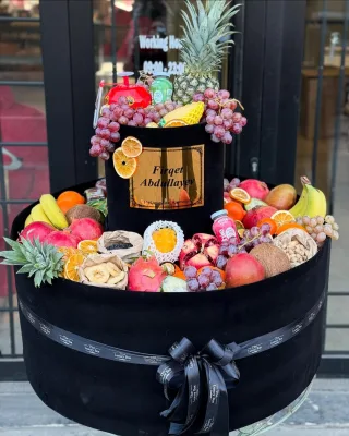 Fruit and Snack Set in a Black Box