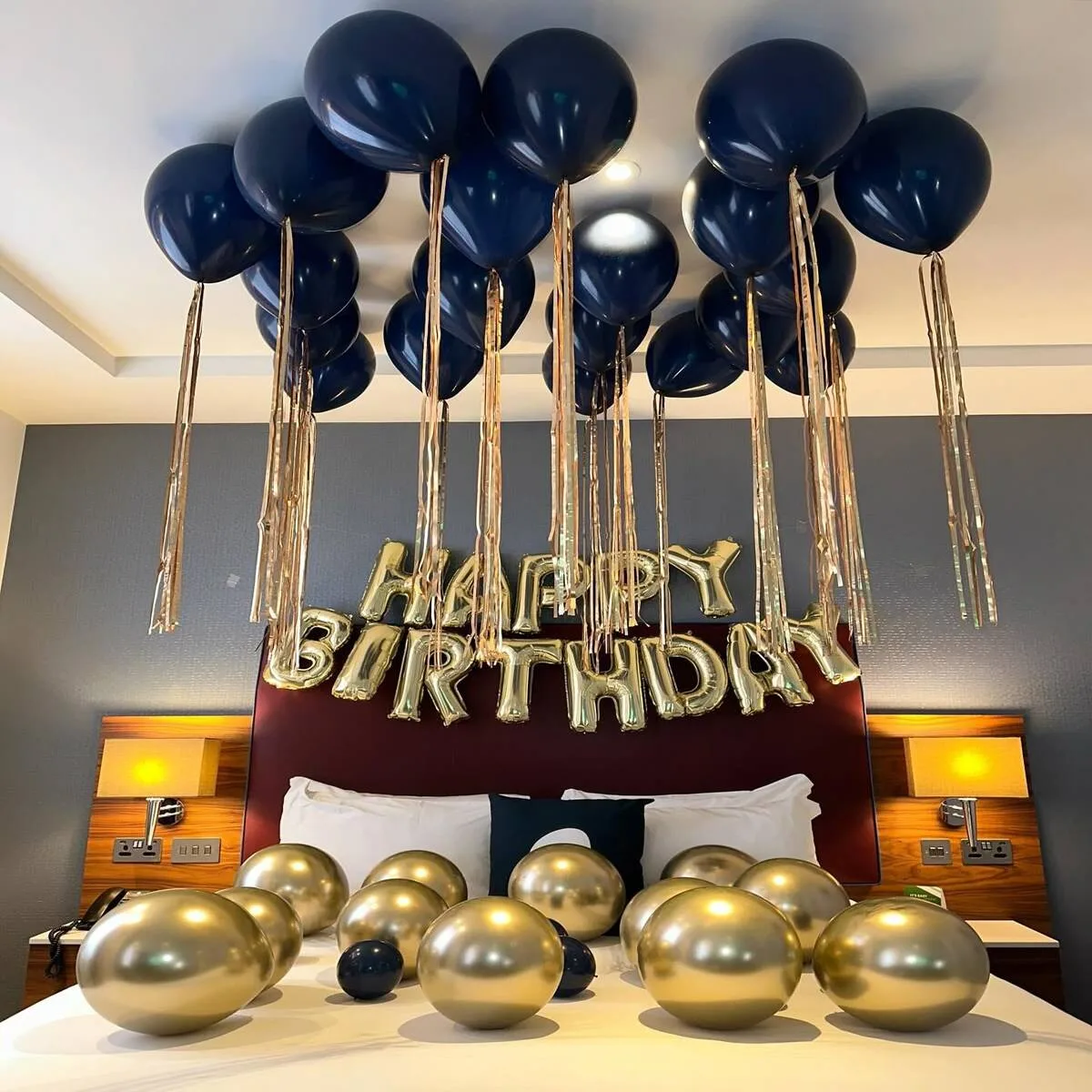 Navy and Gold Birthday Room Decoration