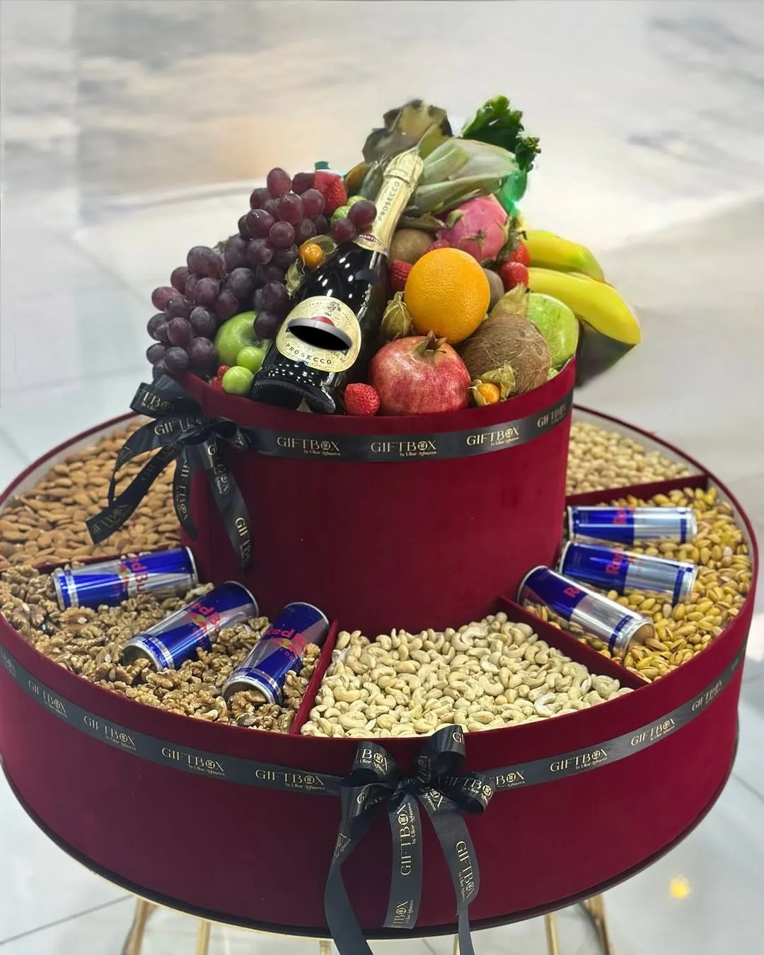 Burgundy Two-Tier Gift Box