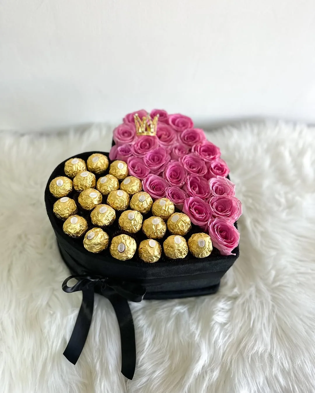 Pink Roses and Chocolate in a Heart Box