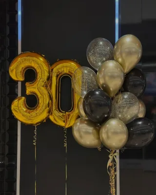 Набор шаров на 30 лет, золотой с чёрным